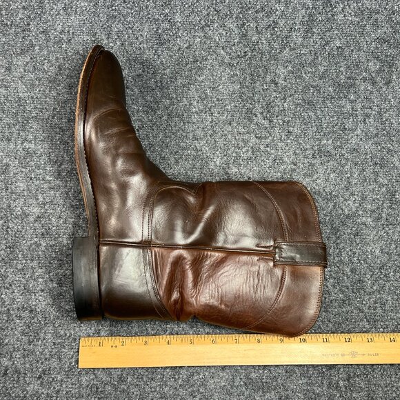 Justin Classic Roper Western Boots Men's Size 11D Brown Leather Pull On Cowboy - Picture 14 of 16
